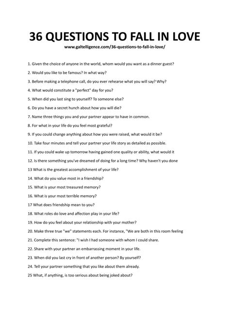 Given the choice of anyone in the world, whom would you want as a dinner guest 2. . The 36 questions that lead to love pdf
